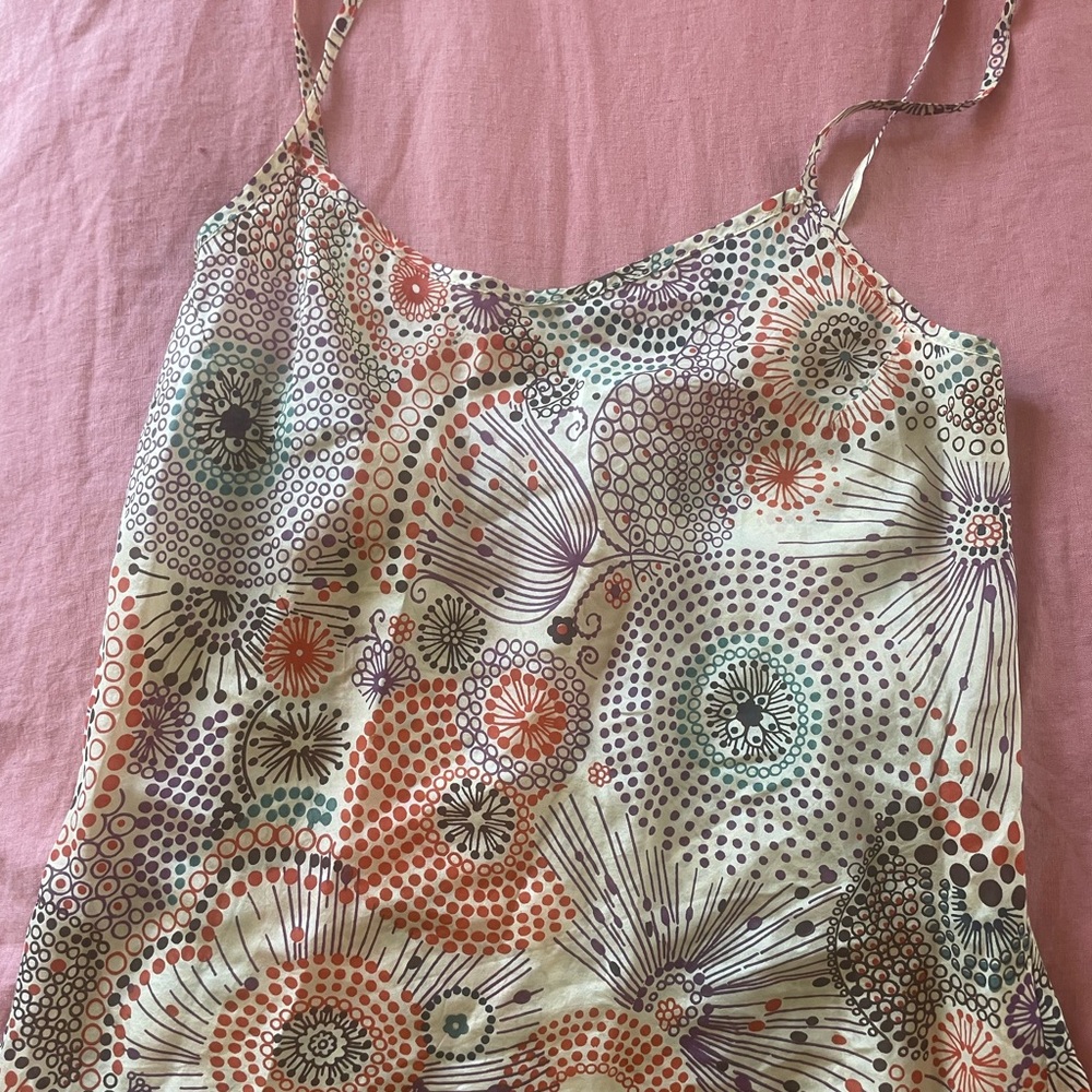 Beautiful Erica Tanov silk fireworks spaghetti strap tank